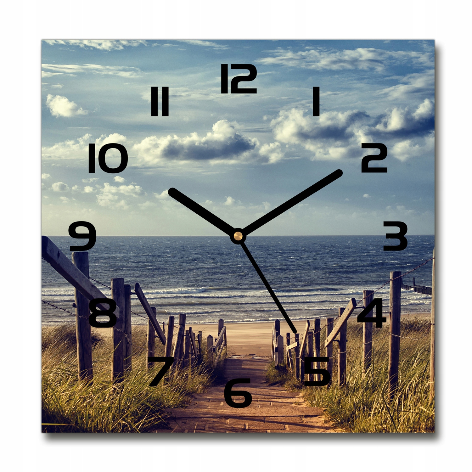 

Zegar szklany kwadratowy Ścieżka na plażę 30x30 cm