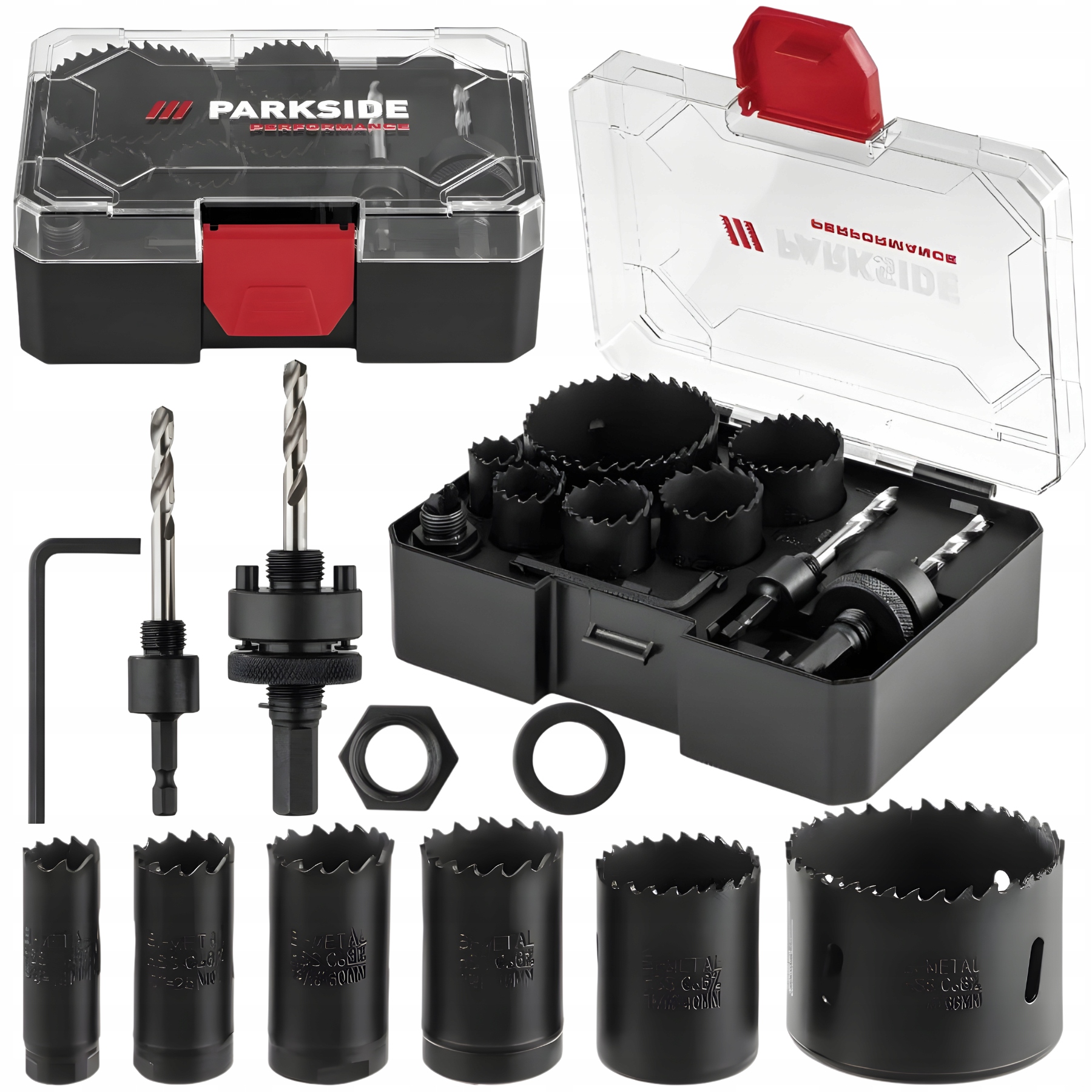 Zestaw otwornic bimetalowych, 11 elementów Parkside Performance Walizka