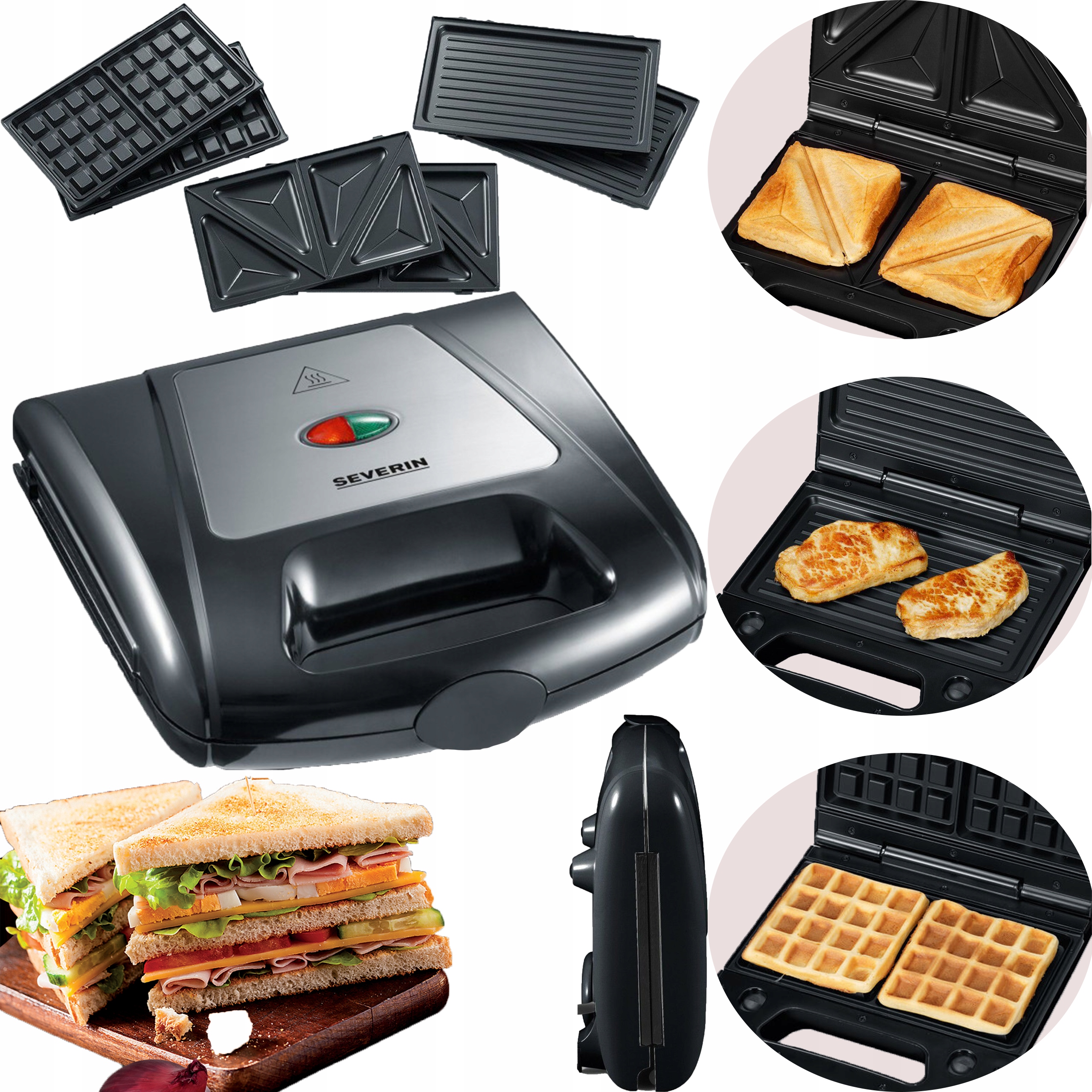 TOSTER GRILL OPIEKACZ GOFROWNICA 3w1 TURBO 1000W