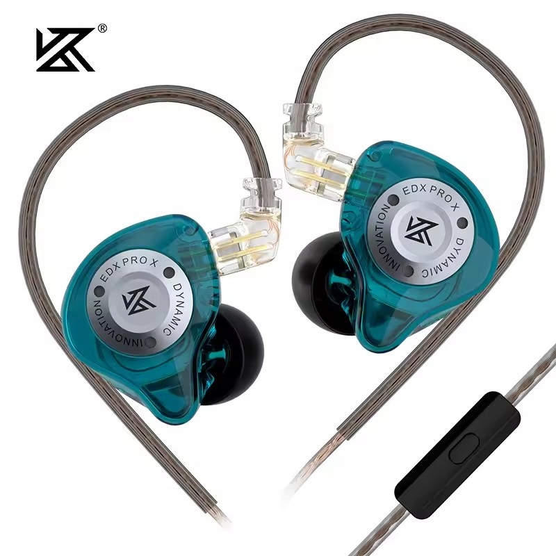 Słuchawki Dokanałowe Iem Monitory Kz Edx Pro X Cyan zielone z Mikrofonem