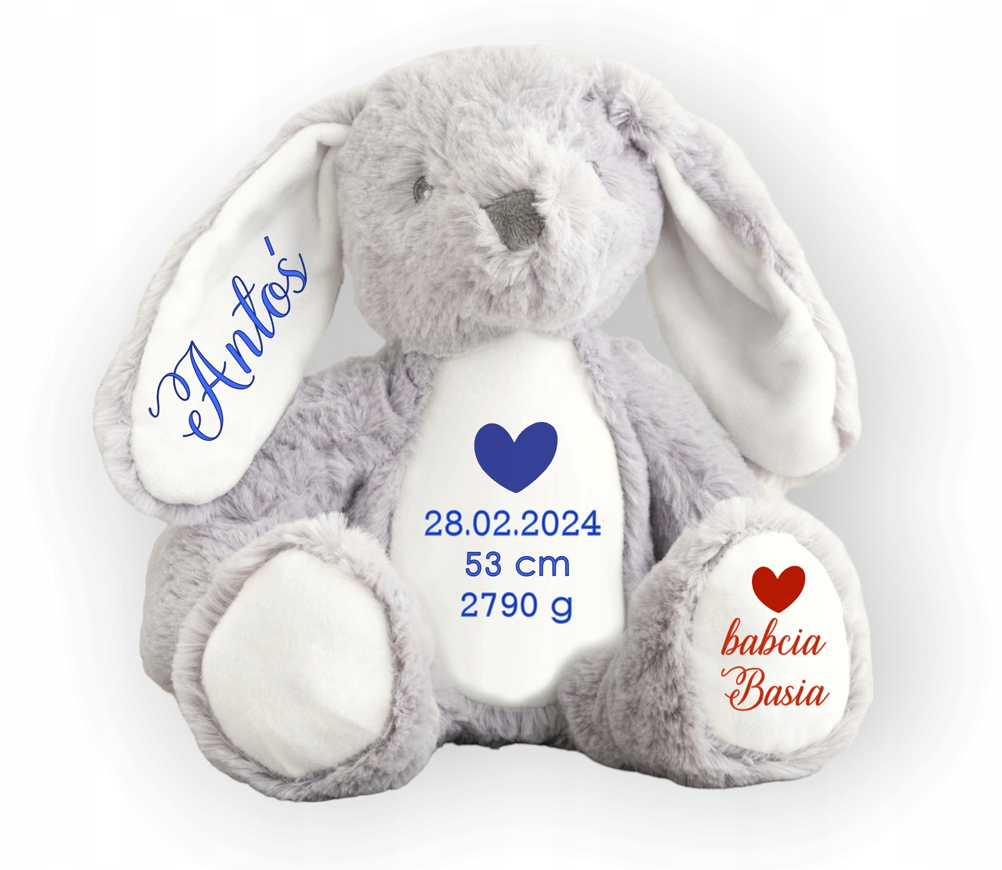 Králíček metráž dárek Křest plyšák medvídek jméno narozeniny