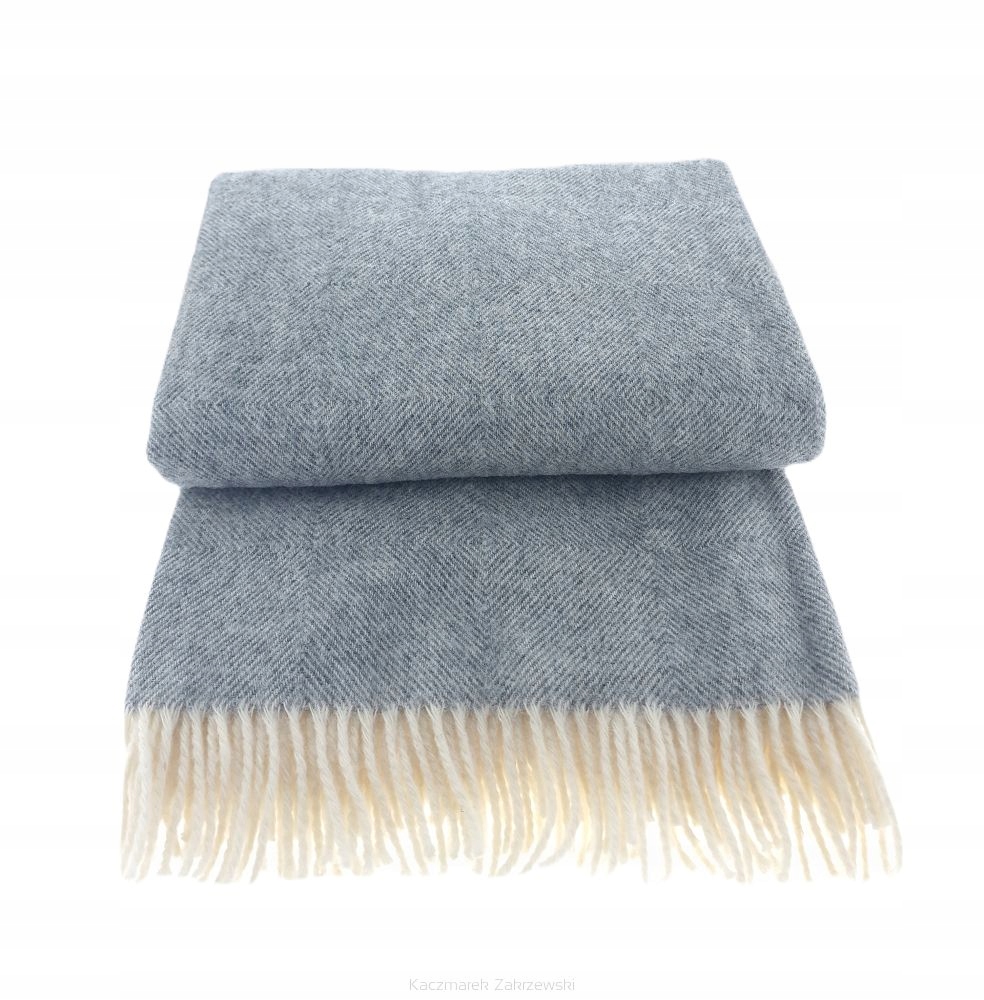 Vlněná deka s třásněmi 150x200 Diagonal novozélandská vlna popelavá