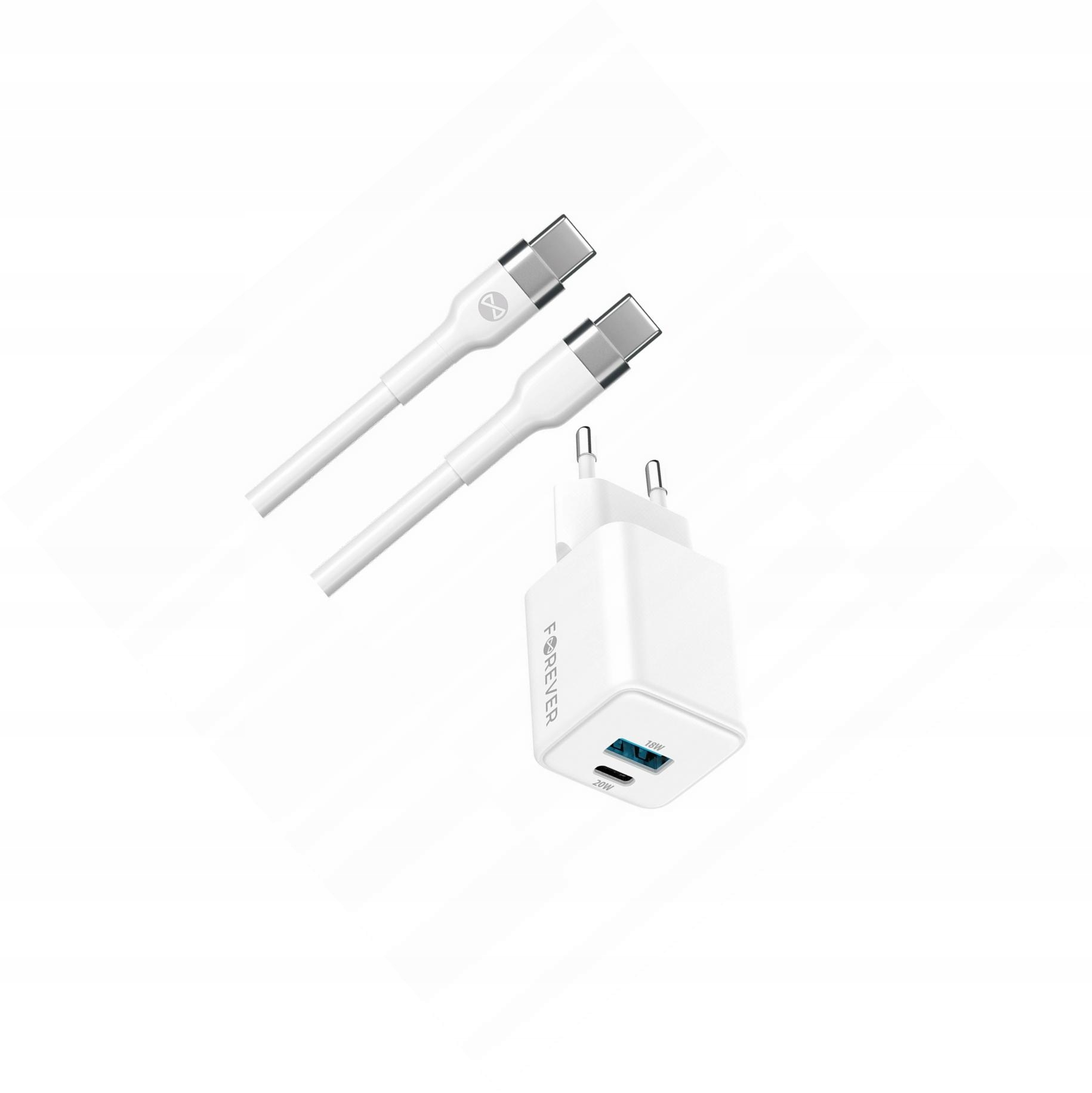 Szybka ładowarka GaN 20W 2 wejścia Usb i Usb-c z kablem do Tcl 10 Plus