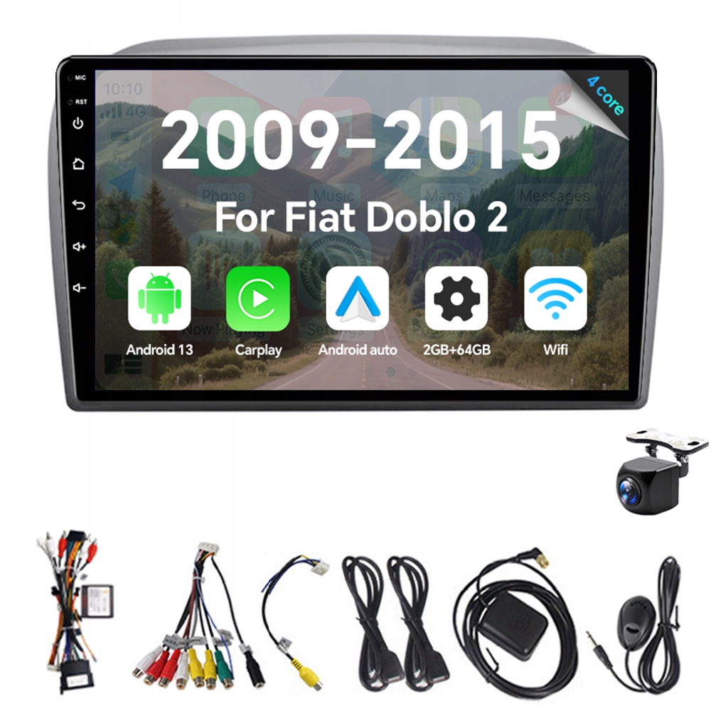 2Din Android 13 autorádio pro Fiat Doblo 2 263 2009-2015 Opel Combo Tour