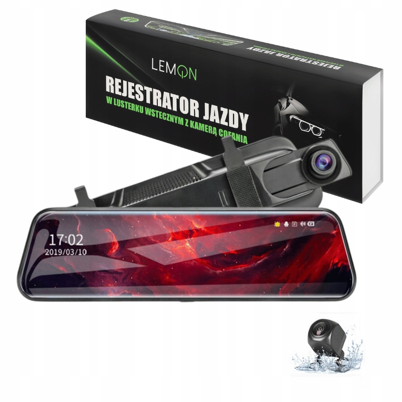 KAMERA SAMOCHODOWA WIDEOREJESTRATOR W LUSTERKU REJESTRATOR JAZDY PRZÓD TYŁ EAN (GTIN) 5903684829828