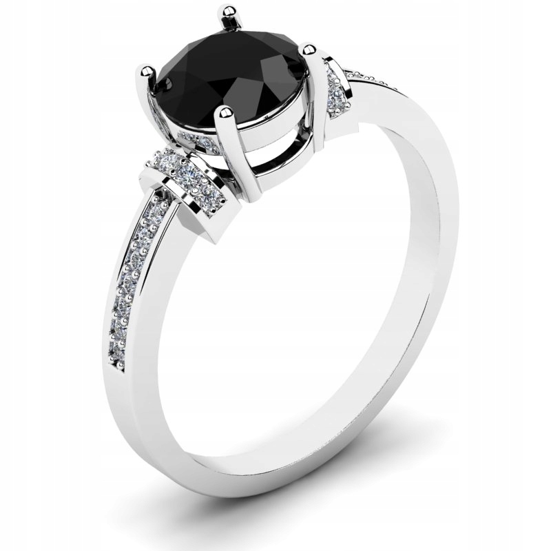 

Pierścionek Z Białego Złota Z Czarną Cyrkonią