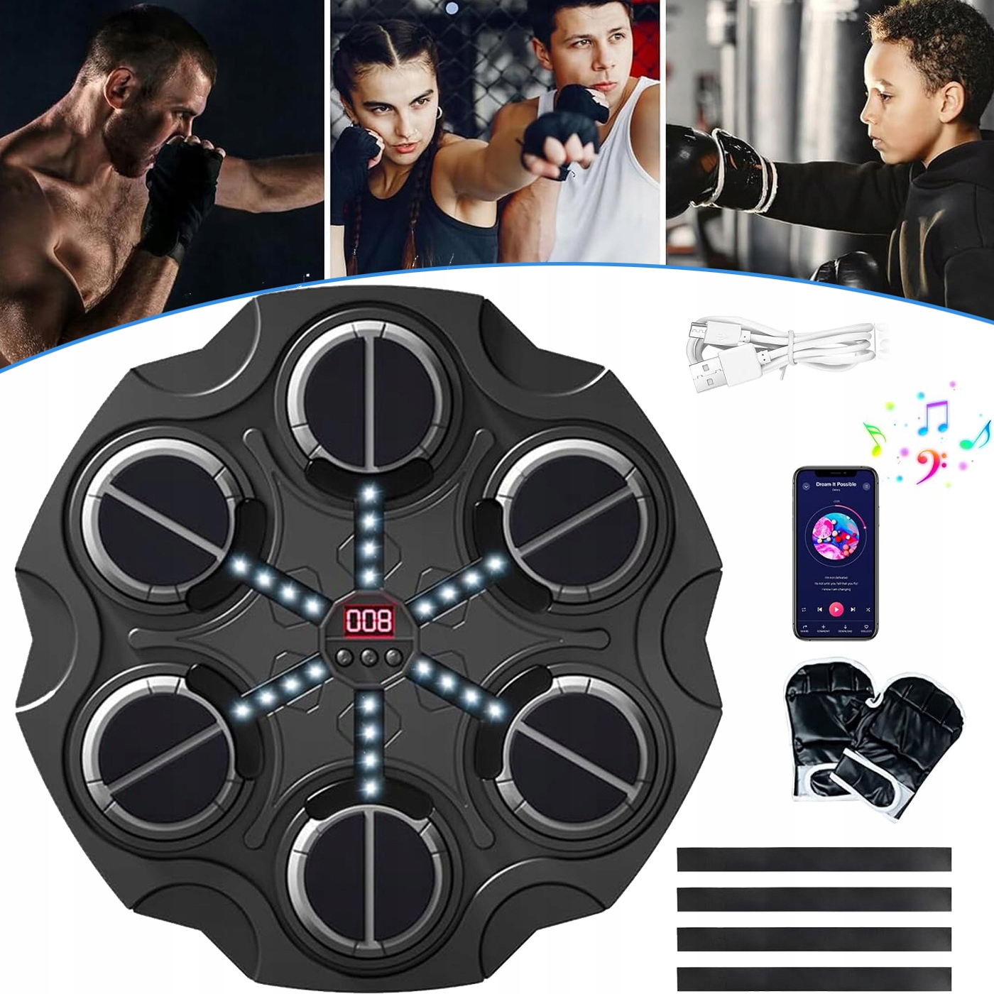 Bluetooth Led Boxovací Stroj, Boxovací Pytel, Boxovací Cíl Dárek