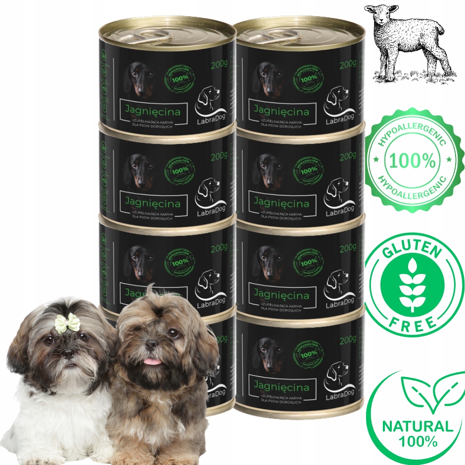 Levně LabraDog Superfood Jehněčí maso 100% |Hypoalergenní|mono|pro Shih Tzu 8x200g