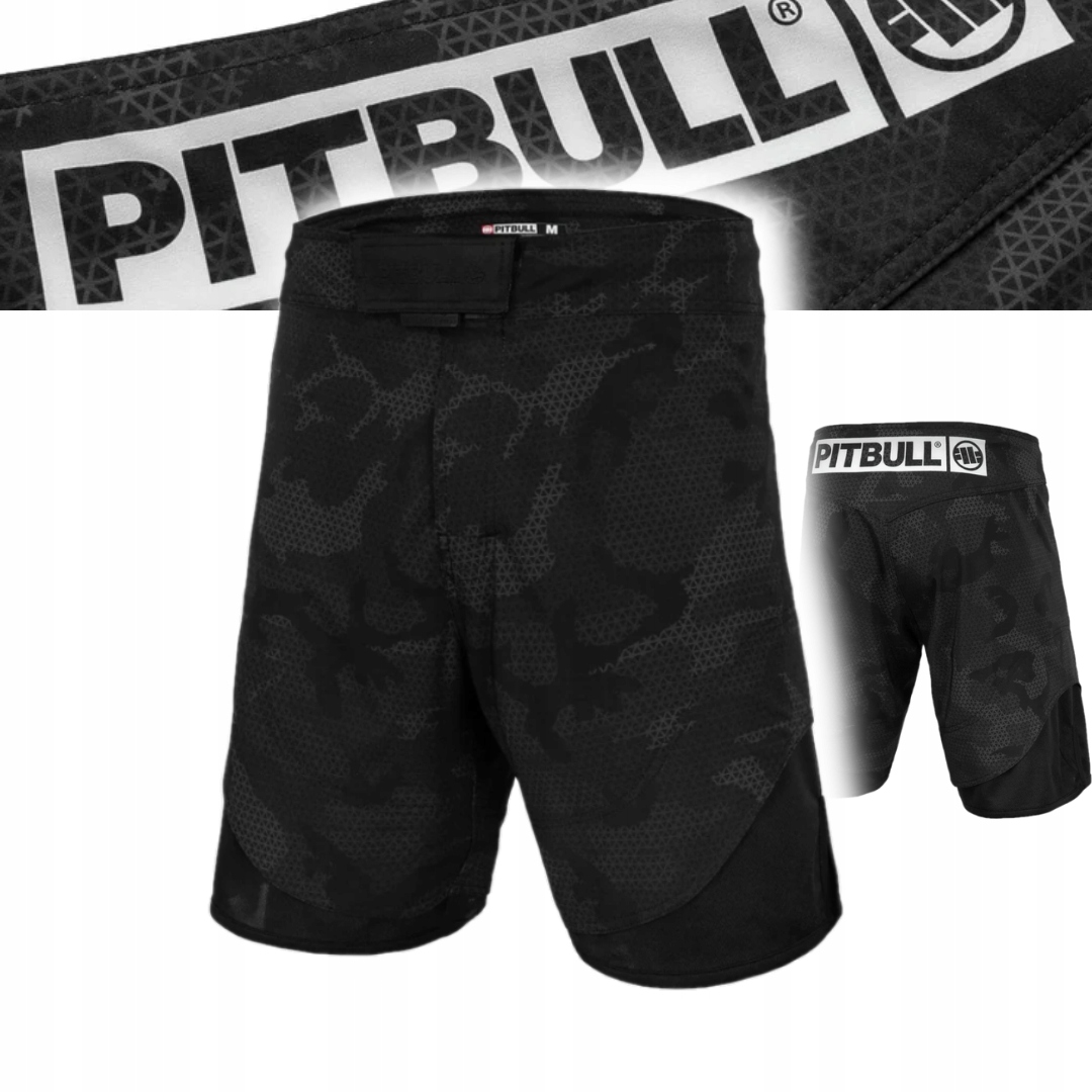 Pitbull West Coast Męskie Spodenki Grapplingowe 1 Net Camo 2 All Czarne 3XL