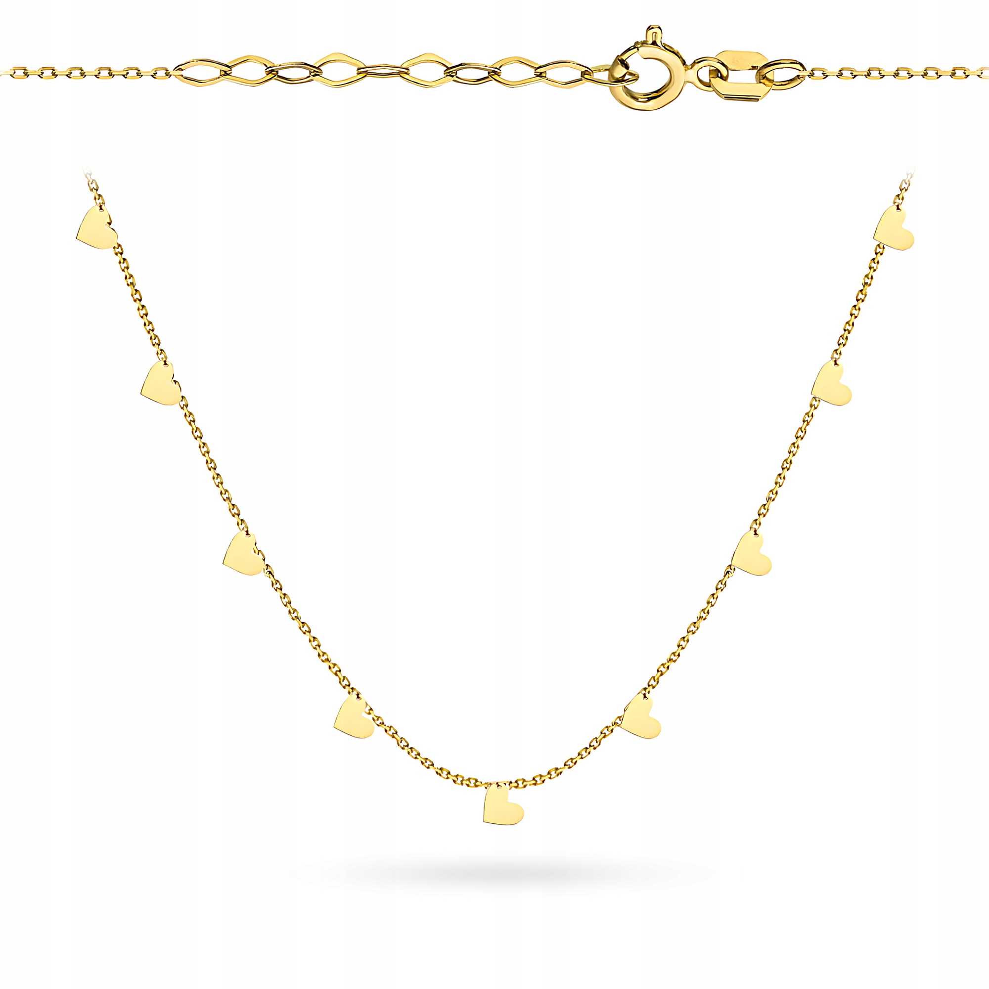 Zlatý Náhrdelník Řetízek Dámský pr. 585 Srdce Srdíčka Plechovky 14k