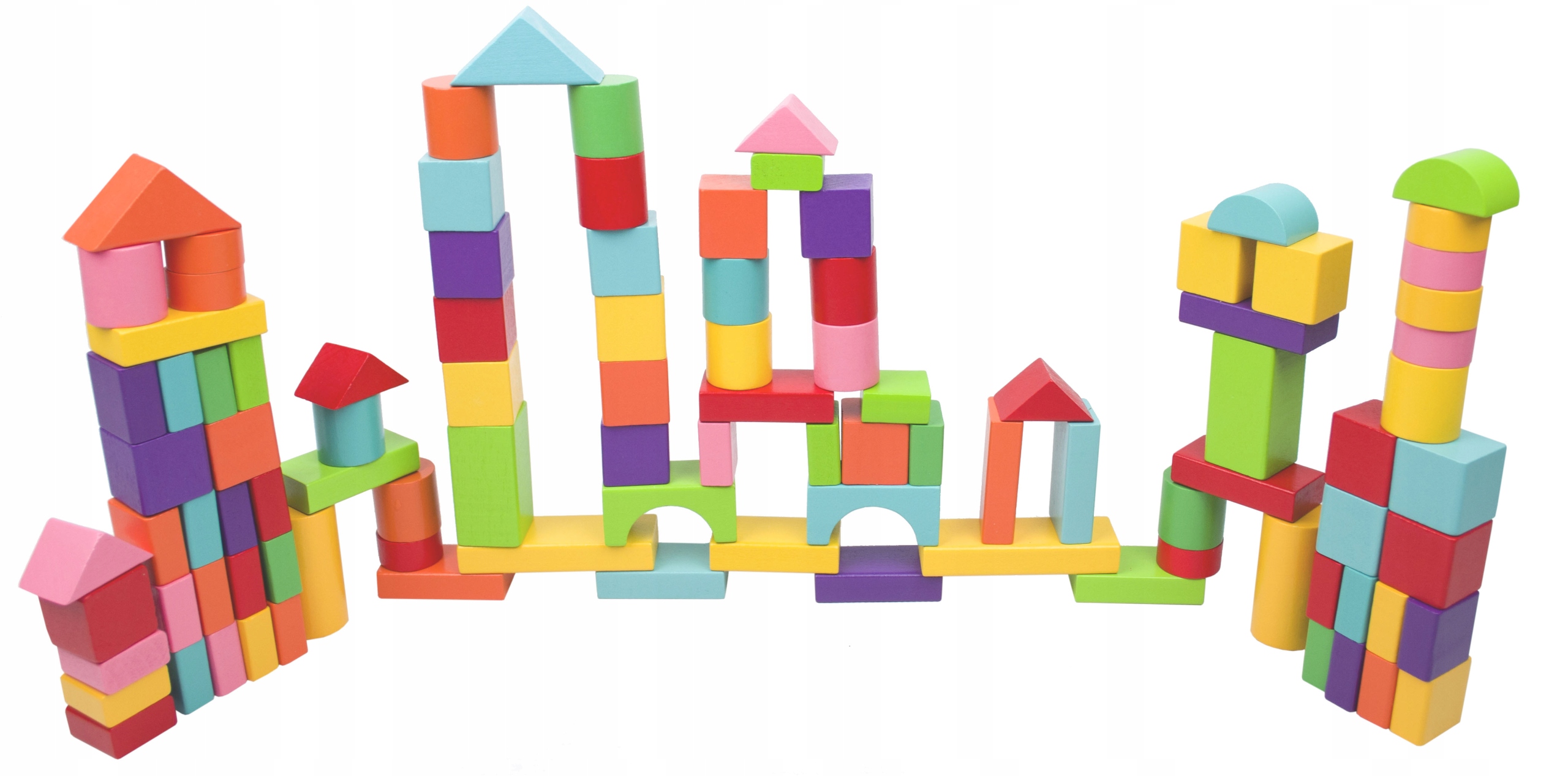 *LT308 DREWNIANE KLOCKI 100el KLOCKI W CZERWONYM WORKU