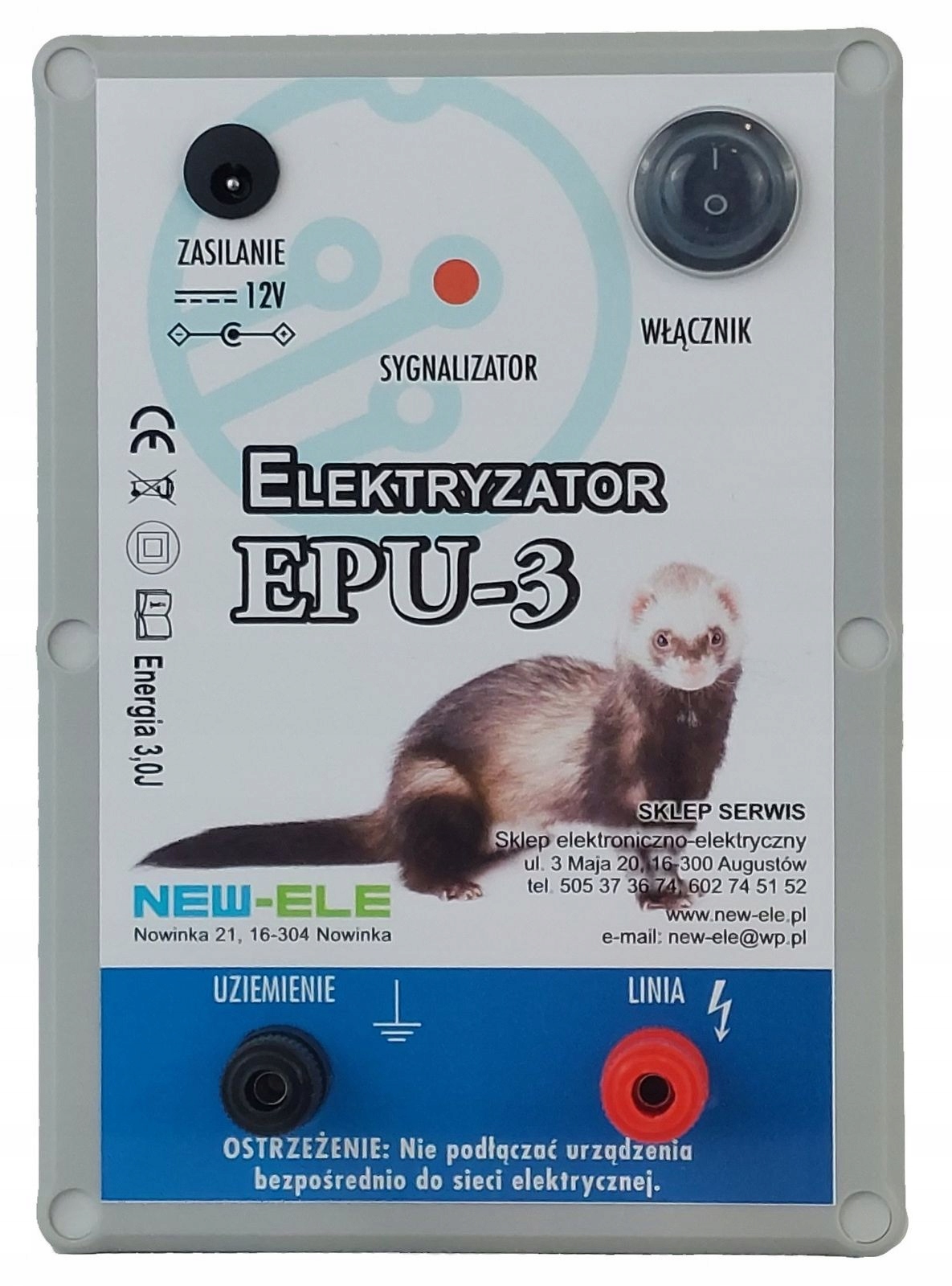 Elektryzator ogrodzeniowy EPU-3 pastuch o mocy 3J Kod producenta EPU-3