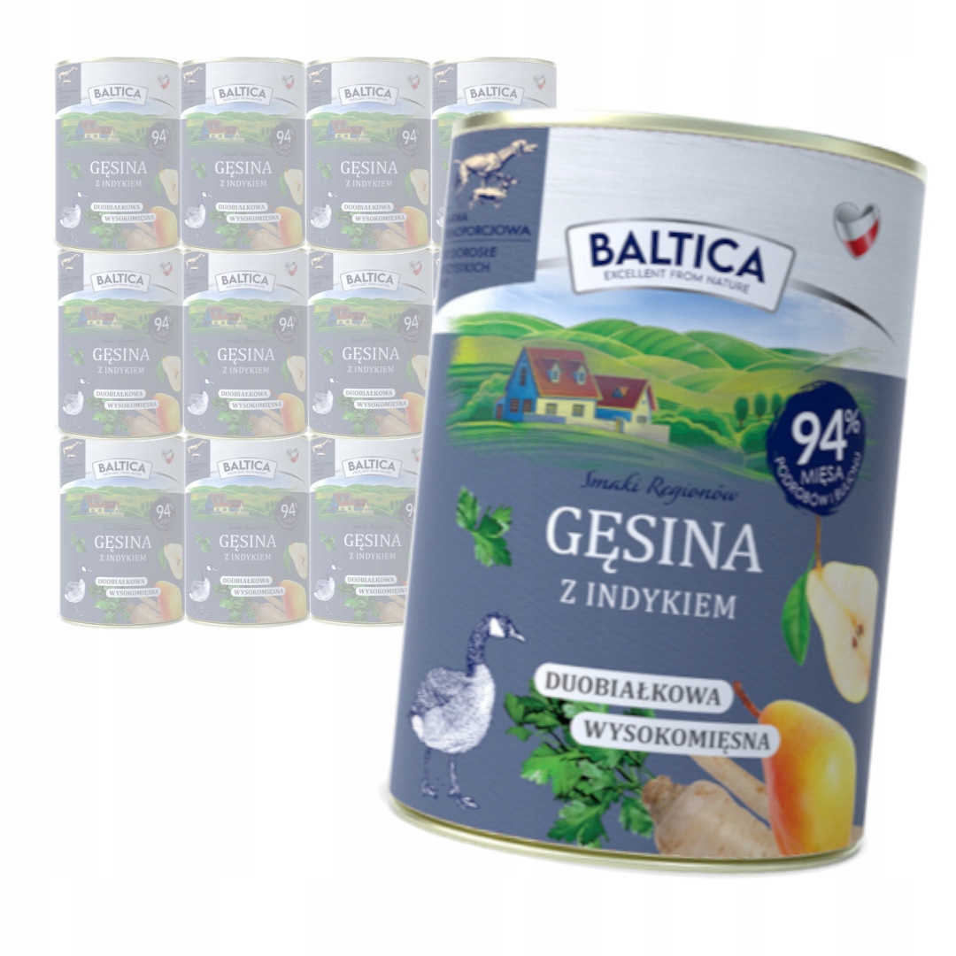 Levně Baltica Husí Krůta 12x400g Duoproteinové Vlhké Krmivo pro psy bez obilovin