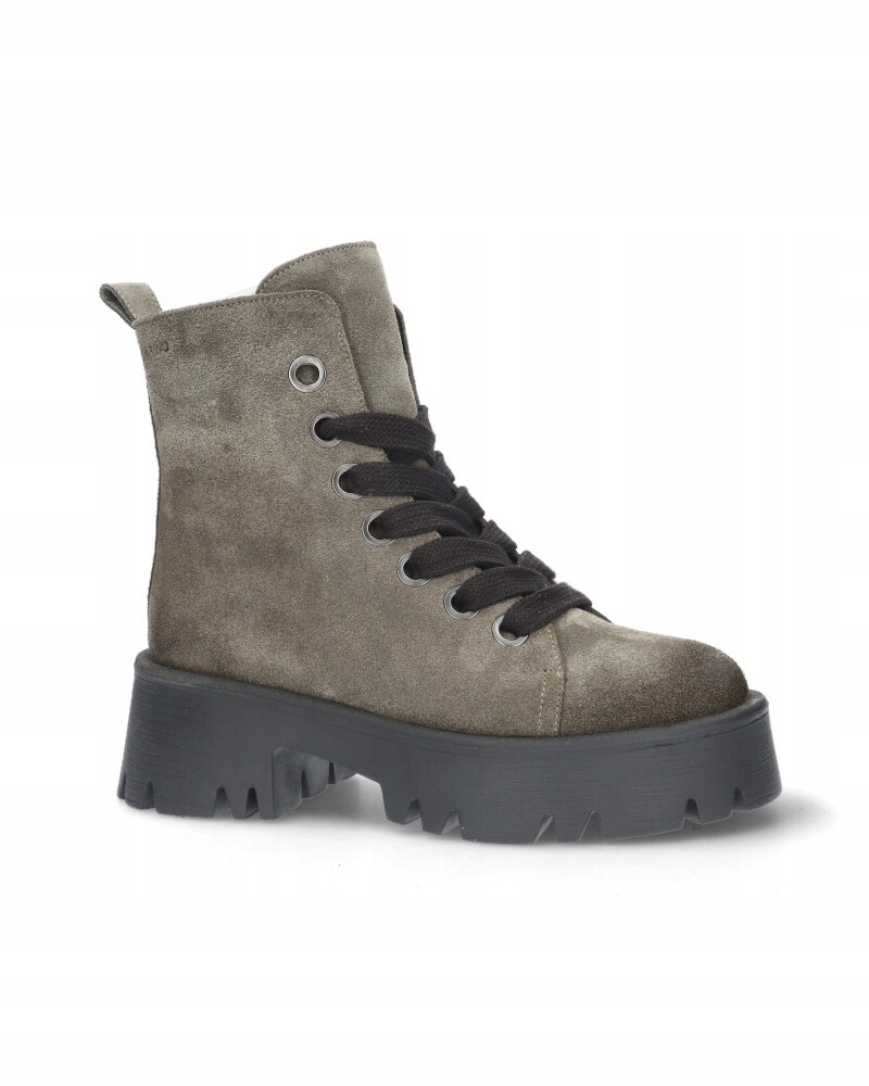 Olivové boty kotníkové boty dámské šněrovací workery Karino 37