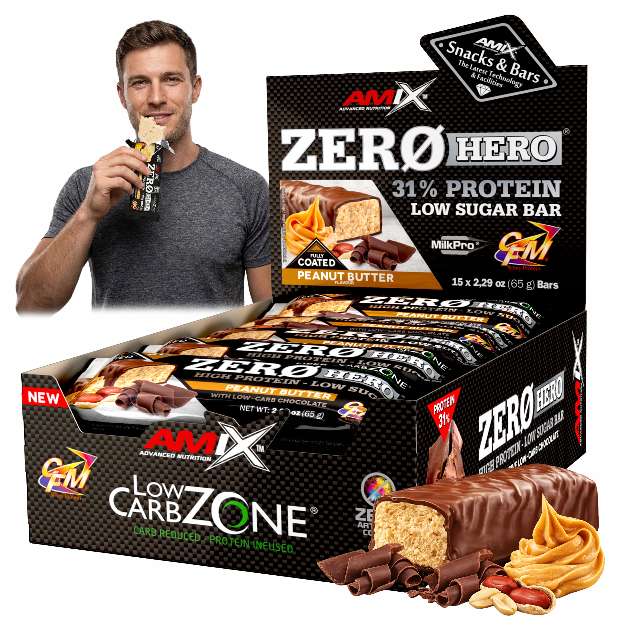 Batonik Proteinowy Białkowy High Protein Pyszny! Czekolada Krem Orzechowy