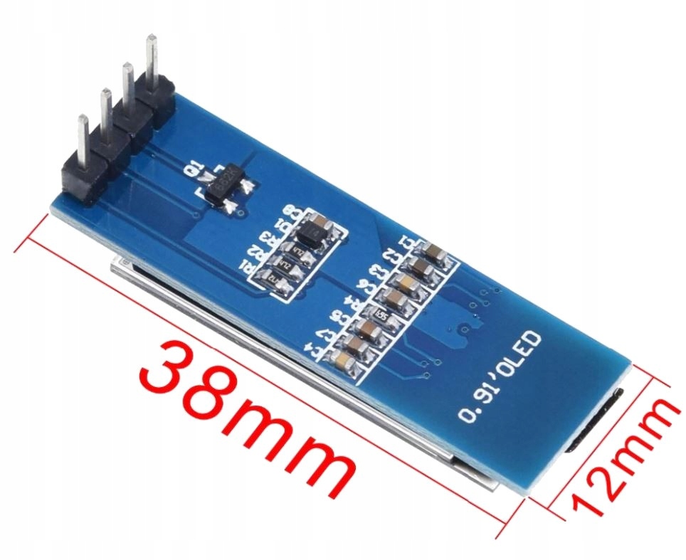 481 Wyświetlacz OLED 0,91 I2C 3-5V SSD1306 Biały Arduino Waga produktu z opakowaniem jednostkowym 0.1 kg