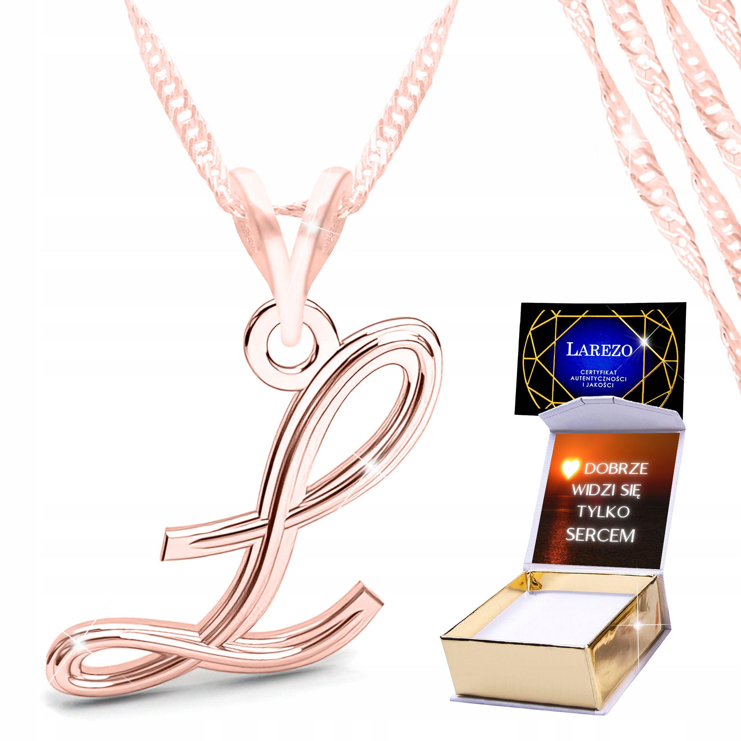 Náhrdelník 925 Pozlacený 18K s písmenem Písmeno L Iniciál Dámské Stříbro Potisk