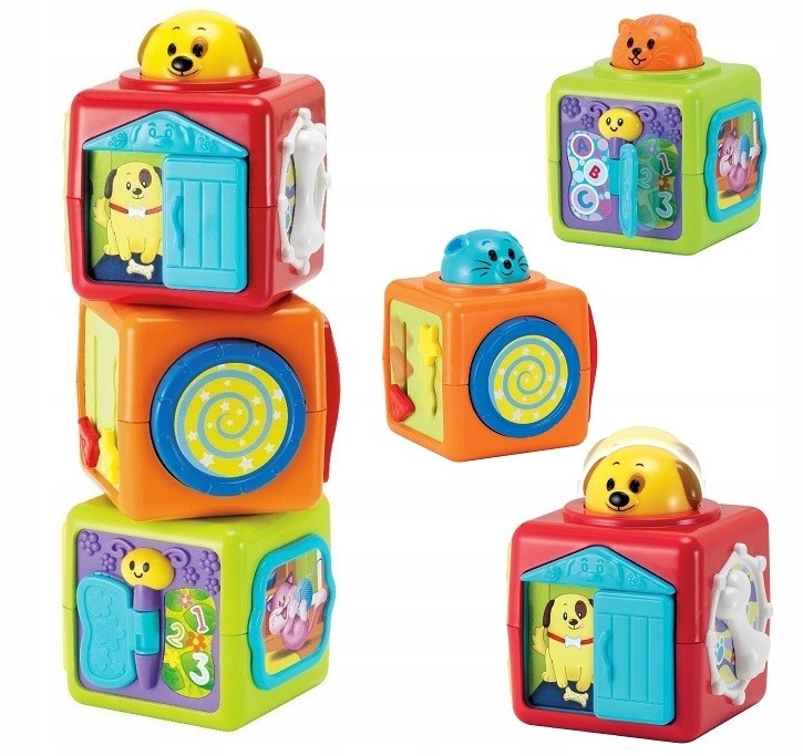 

Wieża z Klocków 25cm Klocki Sensoryczne Piesek Kot
