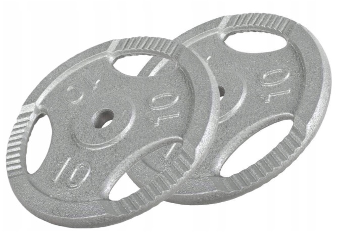 Zestaw 2x10 kg obciążenia żeliwne, srebrne 30 mm