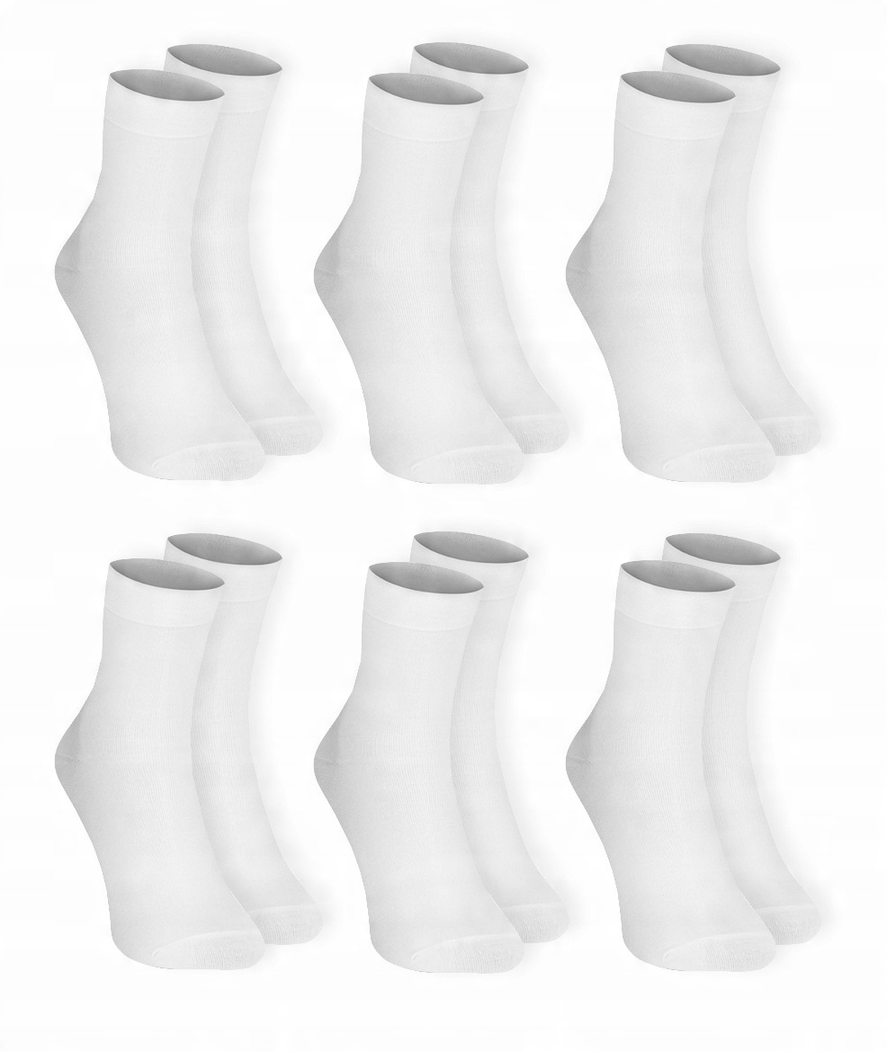 

6 x Skarpetki bawełniane Białe za kostkę Wf 31/34