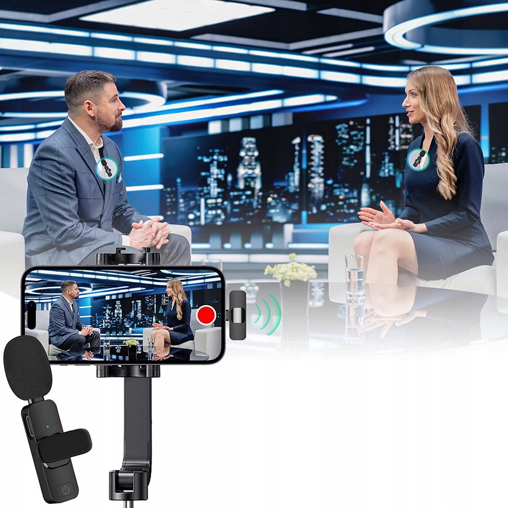 2x Mikrofon bezprzewodowy krawatowy do Lightning iPhone Vlog Podcast Łączność bezprzewodowa