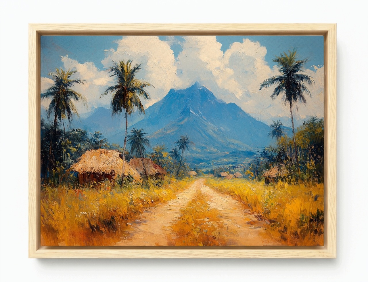 Obraz Rama American Box Afrika Dedina Chaty Palmy Cesta Hory 80x60