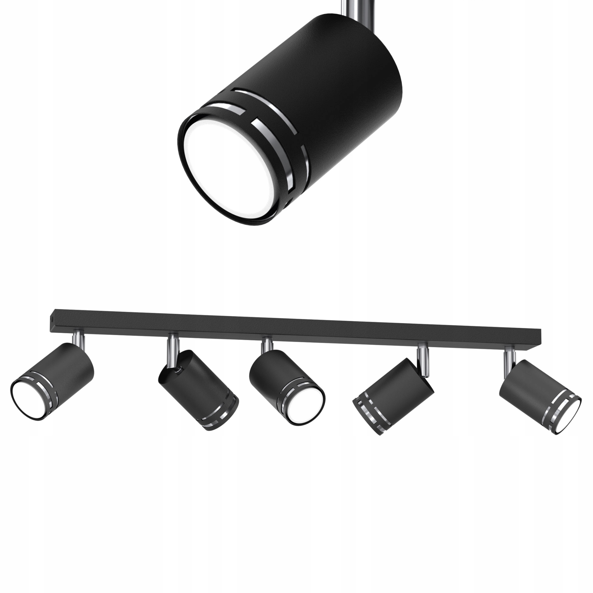 Stropné Svietidlo Čierny Chrom Pohyblivý Led GU10 Spot Reflektor Poľsko Lampa