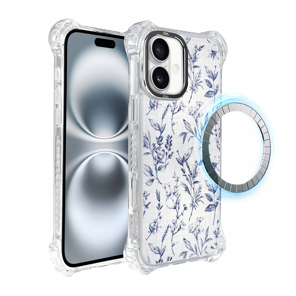 Pouzdro iPhone 16 Plus Ibizu DropGuard Ultra s MagSafe, Azurové šepoty