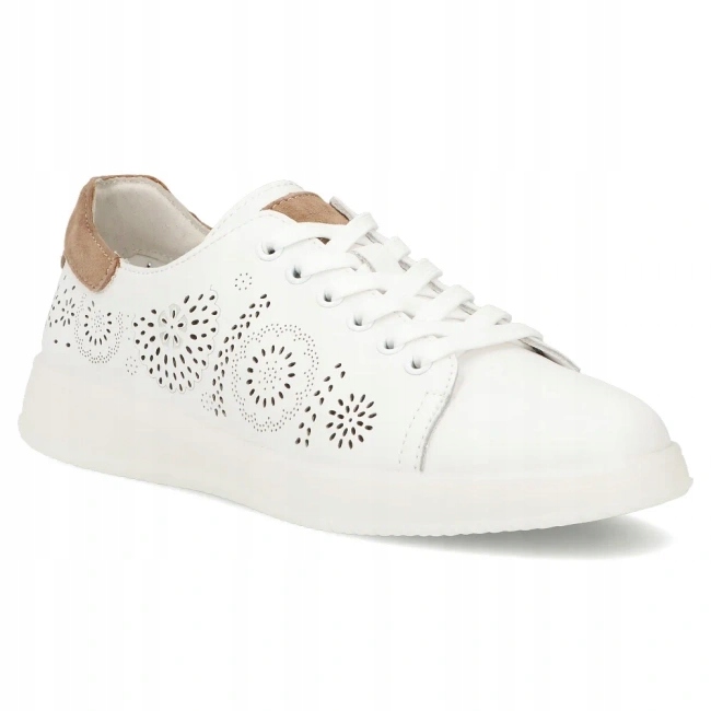 Kožené tenisky Filippo ažurové DP7681 bílé 39