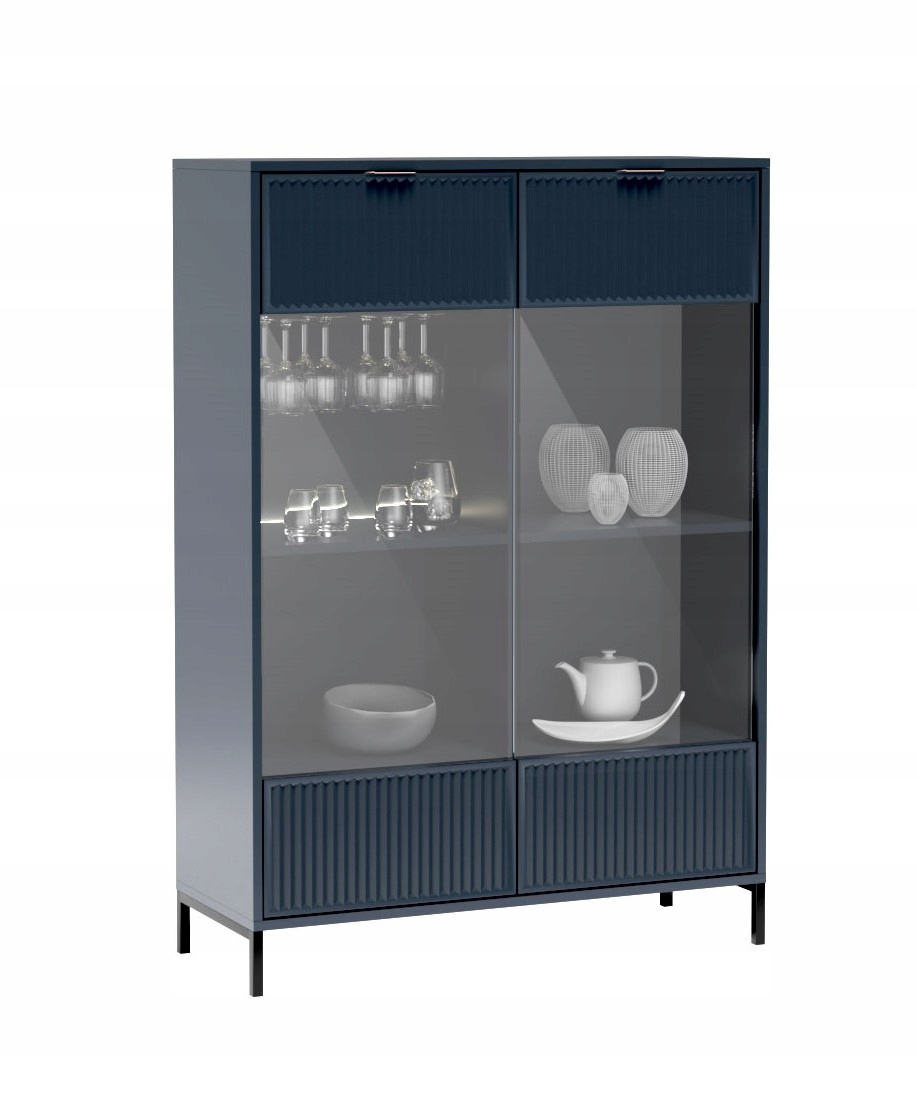 Stylová moderní vitrína LS-8 se sklem do obývacího pokoje Kancelář Jídelna Nožička