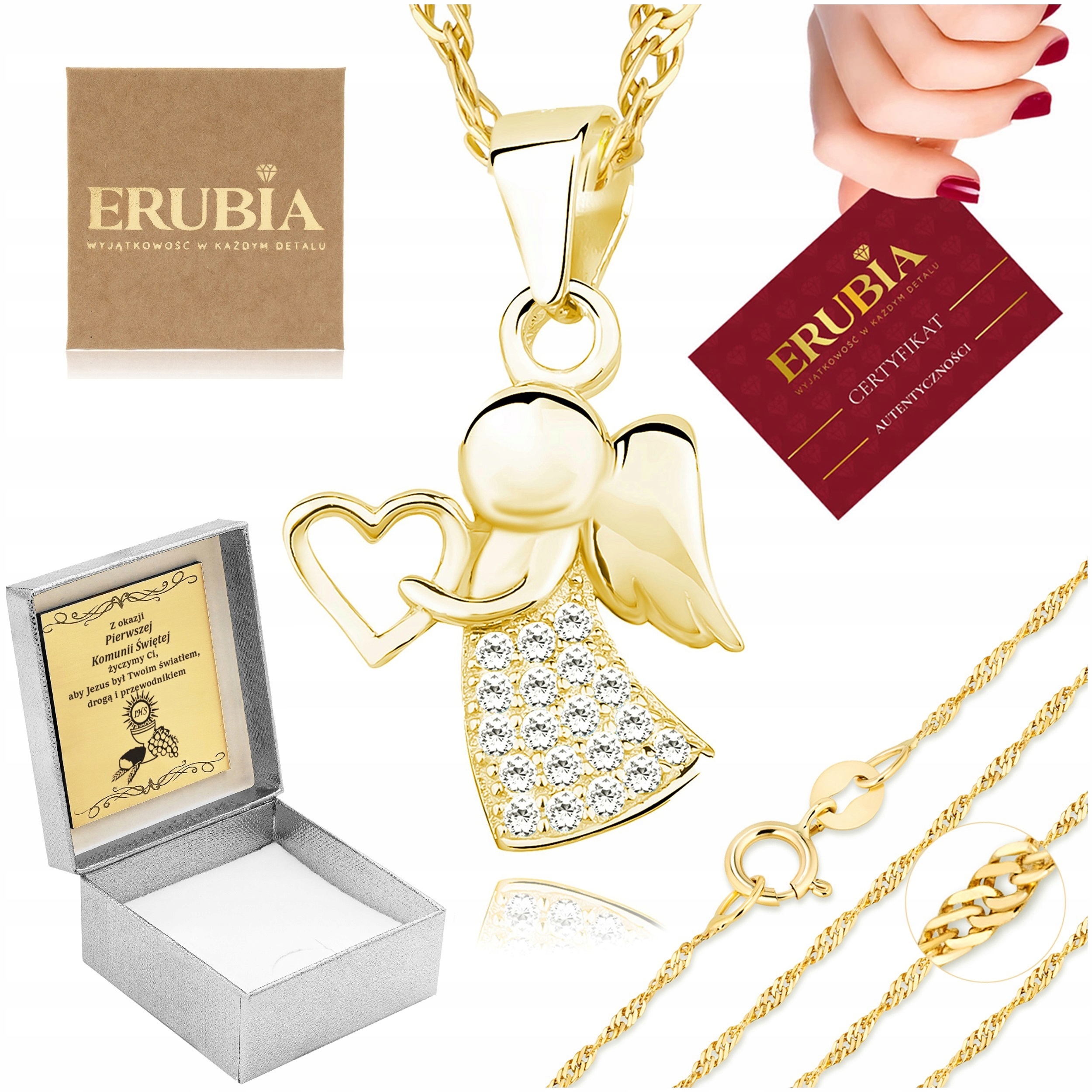 Zlatý Náhrdelník Řetízek Anděl Pro Dívku Svaté Přijímání Křest Roček