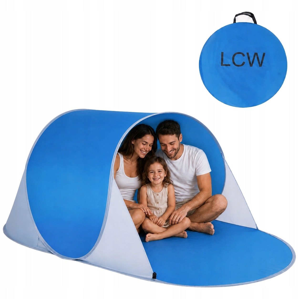 Namiot plażowy samorozkładający Uv 30+ 195x120 cm parawan plażowy pokrowcem