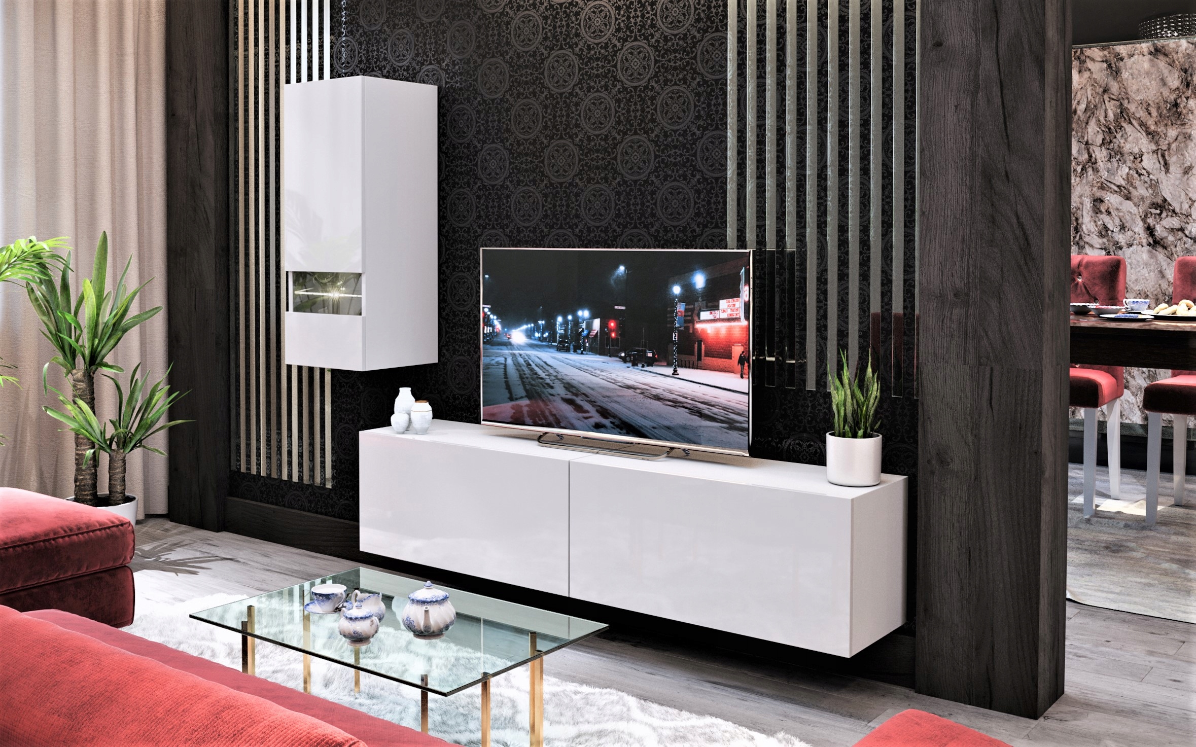 Nábytek do obývacího pokoje Nábytková Stěna Lesk Rtv FMB15