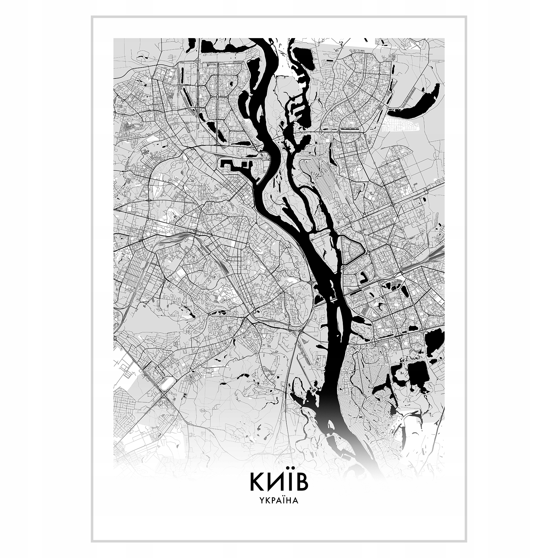 

Plakat 50x70 Mapa Kijów Kyjiw Kolor czarno-biały