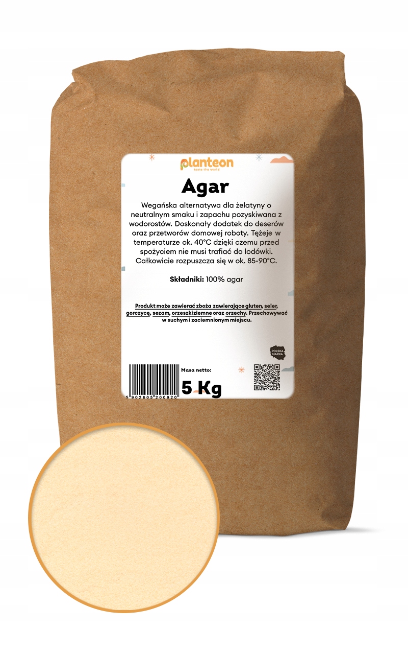 Levně Agar 5kg želatina přírodní zahušťovadlo želírující látka z řas