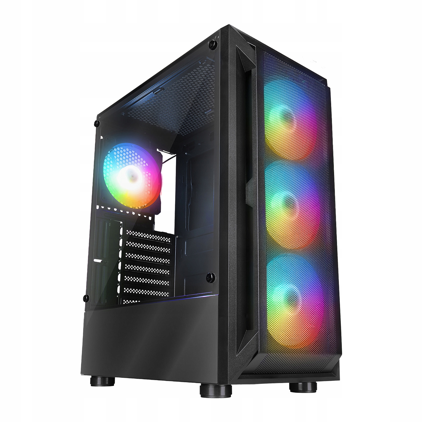 Rampage Shiva Počítačová Skříň 4x ventilátor 120 mm Rainbow černá