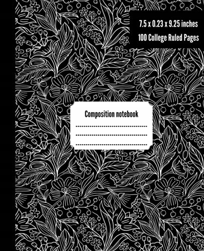 Floral Publisher, Black Book Composition Notebook: Black composition notebo
