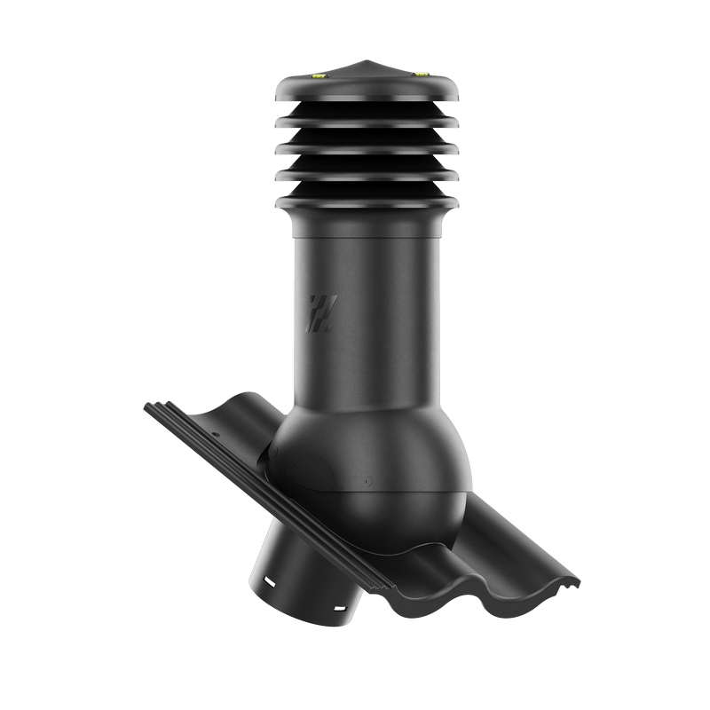 Větrací komín HiVent pro cementovou střešní krytinu Palema fi 125 mm černý