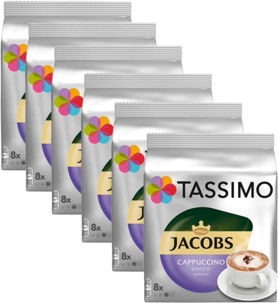 Levně Jacobs Tassimo Káva Cappuccino s mléčnou pěnou Choco 6 x 8 kapslí