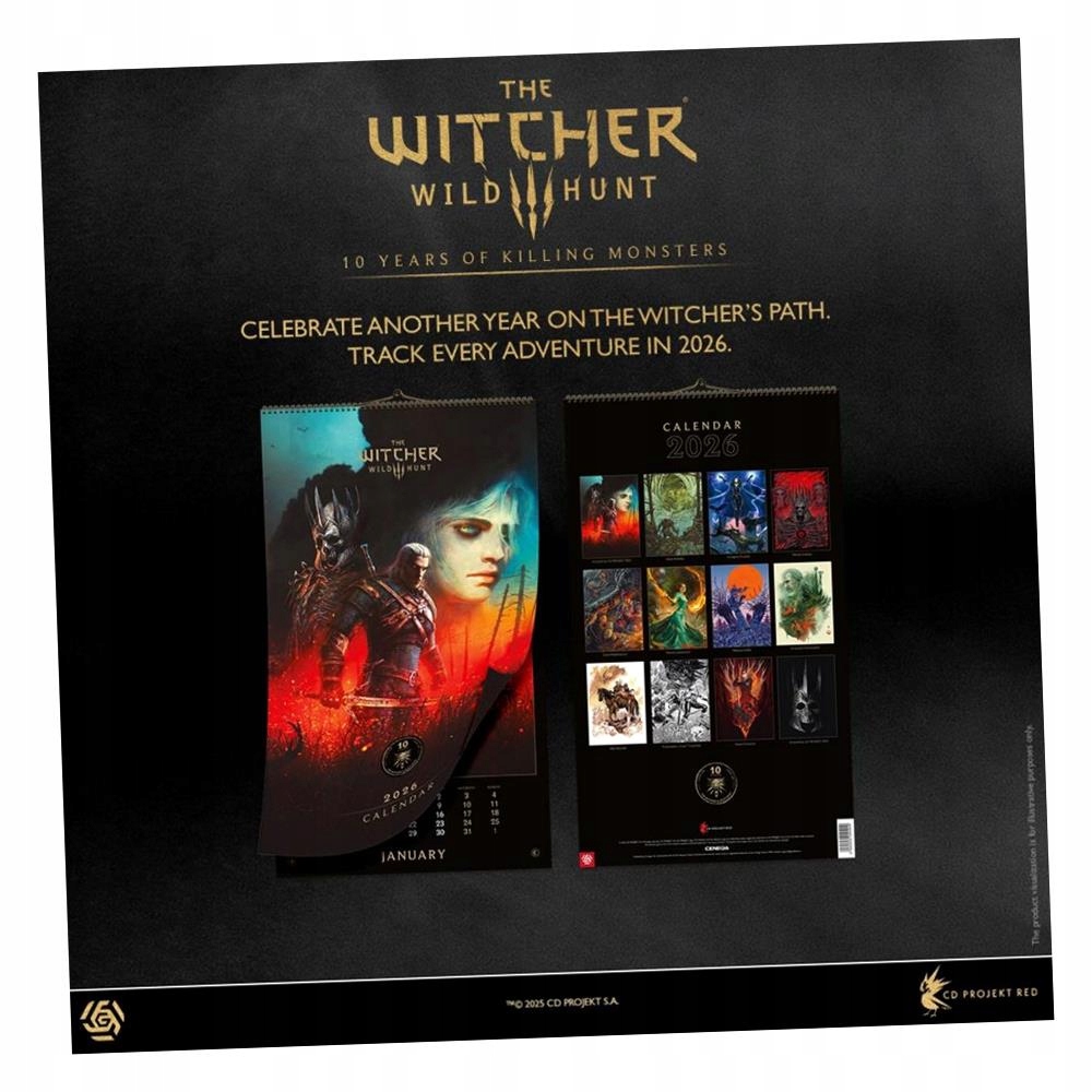 Kalendář 2026 The Witcher Čaroděj 3 Wild Hunt 10TH Anniversary