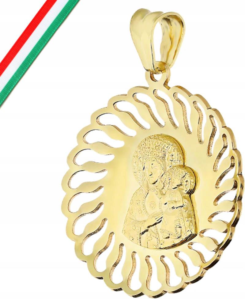 Zlatý přívěsek 585 Panna Maria Čenstochovská v prolamovaném kruhu jako dárek