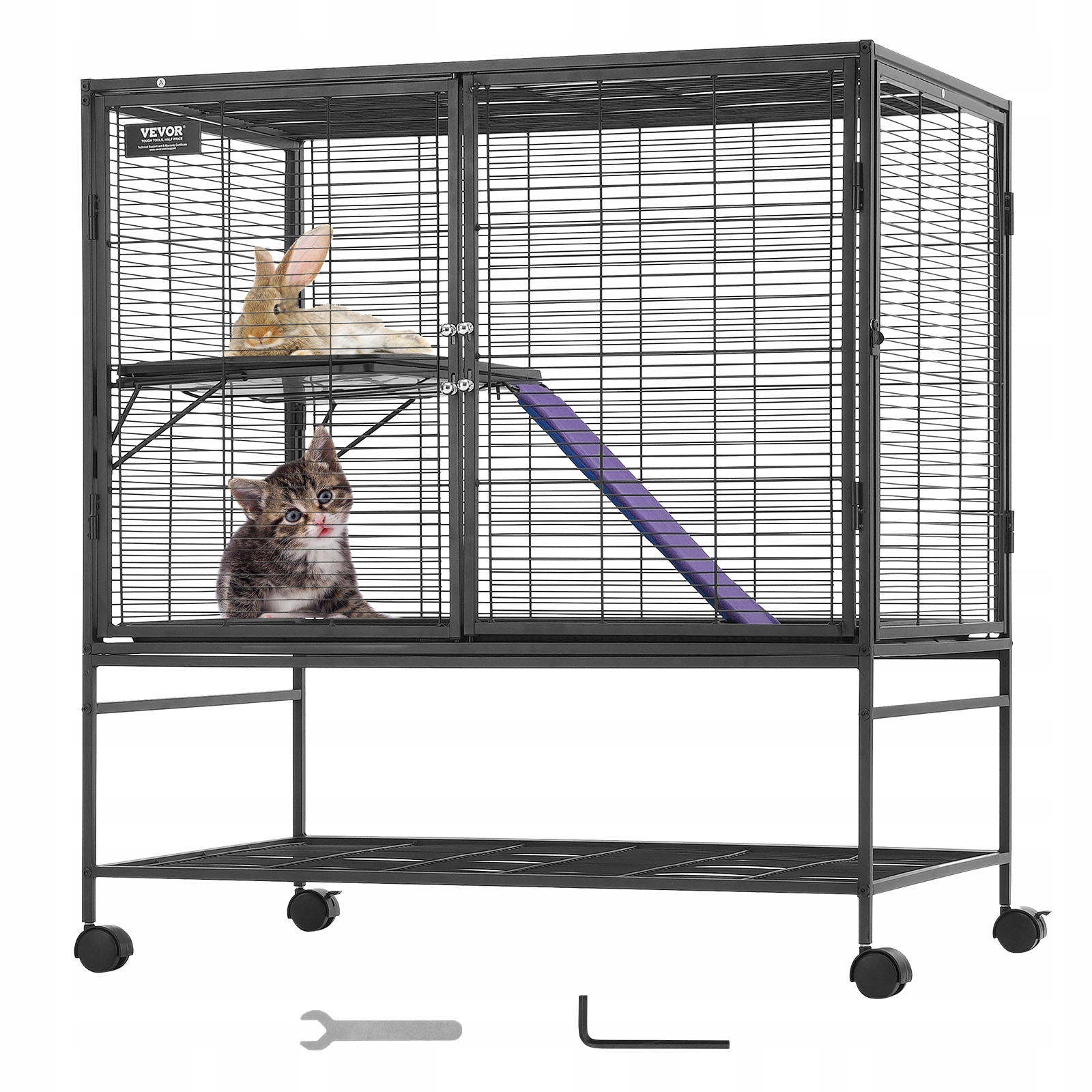 Levně Vevor Malá Klatka Dla Zwierząt 920x580x1000MM Czarny 2 Poziomy Aksamit
