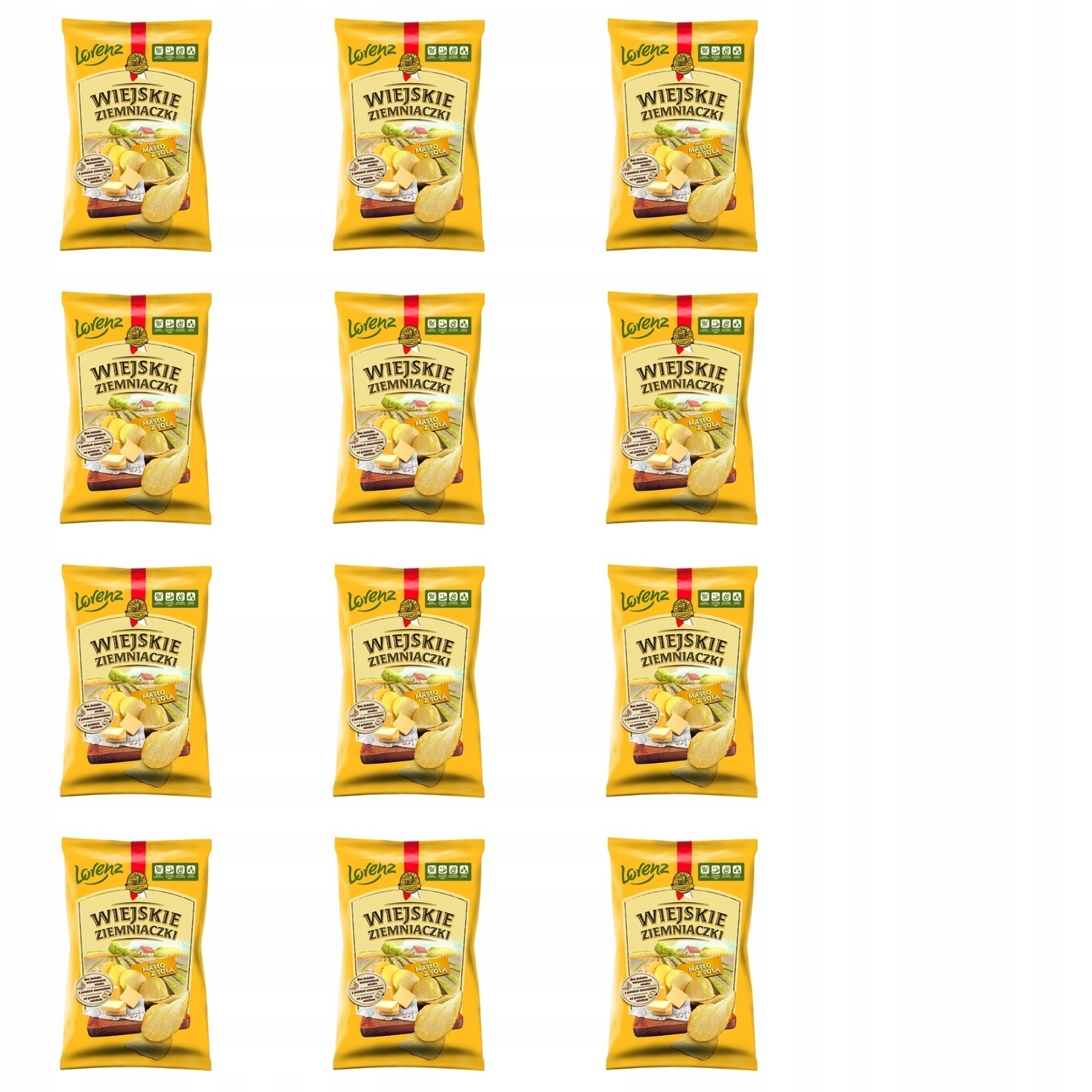 12x 130g Lorenz wiejskie ziemniaczki masło z solą chipsy Karton