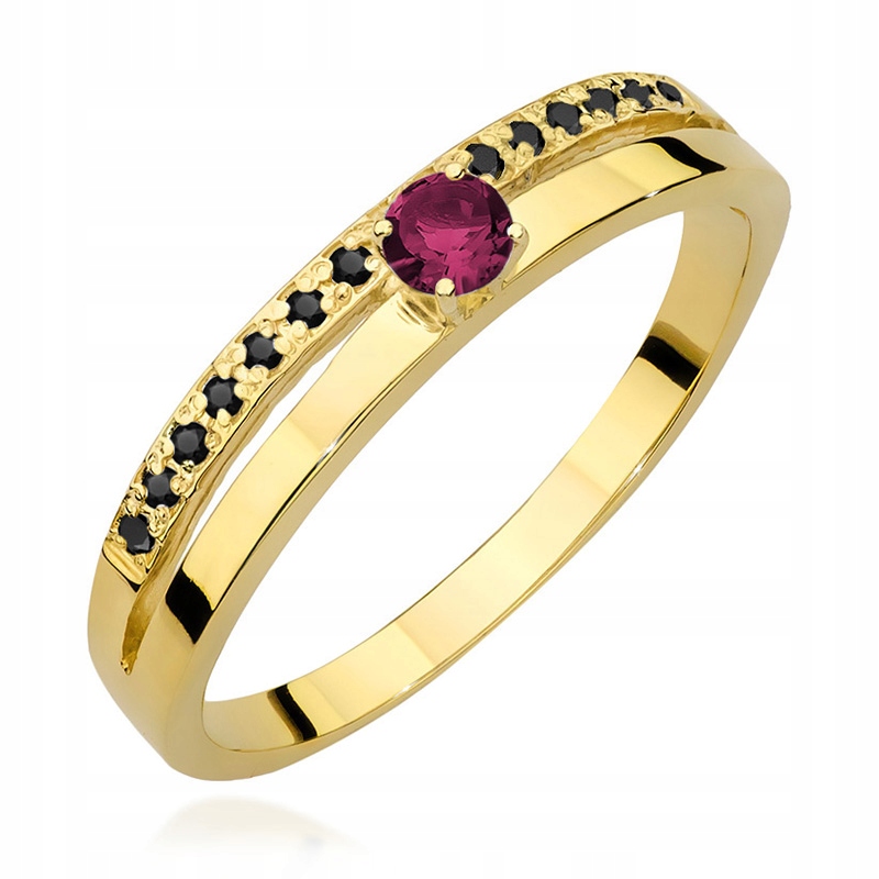 Zlatý Prstýnek 585 s Rubínem 0,15 a Brilianty