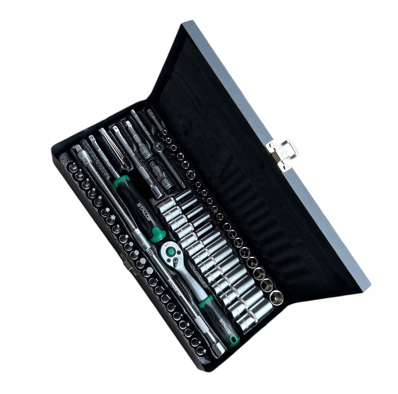 Stalco Sada Nástrčných Kľúčov S Račňou 1/4" 67 Prvkov Kovový Box