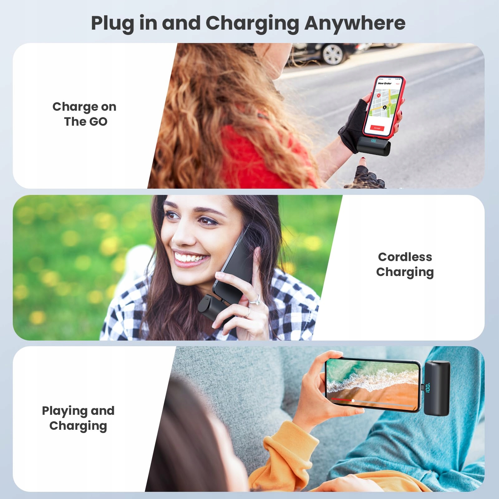FEOB Mini Power Bank 5200mAh Szybkie Ładowanie USB C LCD iPhone Samsung — miniatura 7