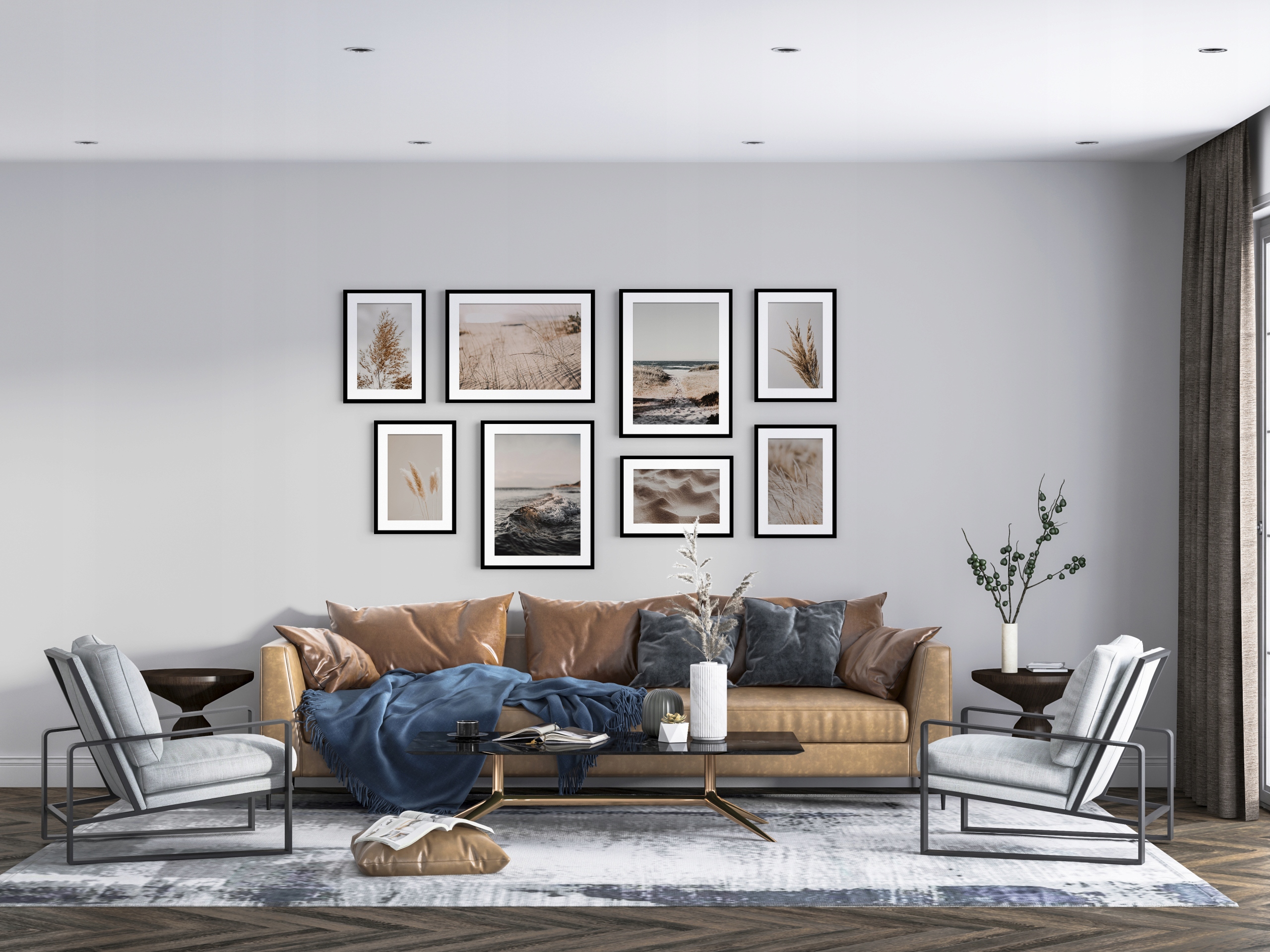 KOMPLET ZESTAW plakaty w ramach Obrazy 8szt Piasek Morze do salonu sypialni Marka inna