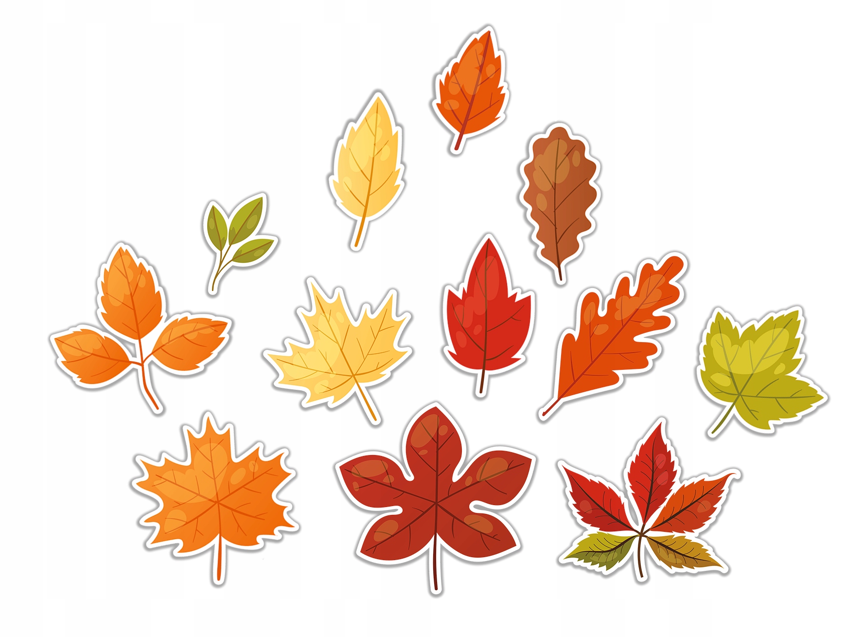 DEKORACJA JESIENNA OKIENNA DWUSTRONNA - DUŻE LIŚCIE JESINNE (12 ELEMENTÓW)