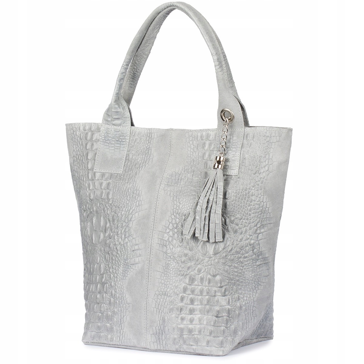 Kožená taška dámská shopper na zip velká A4 s italskou kosmetickou taštičkou