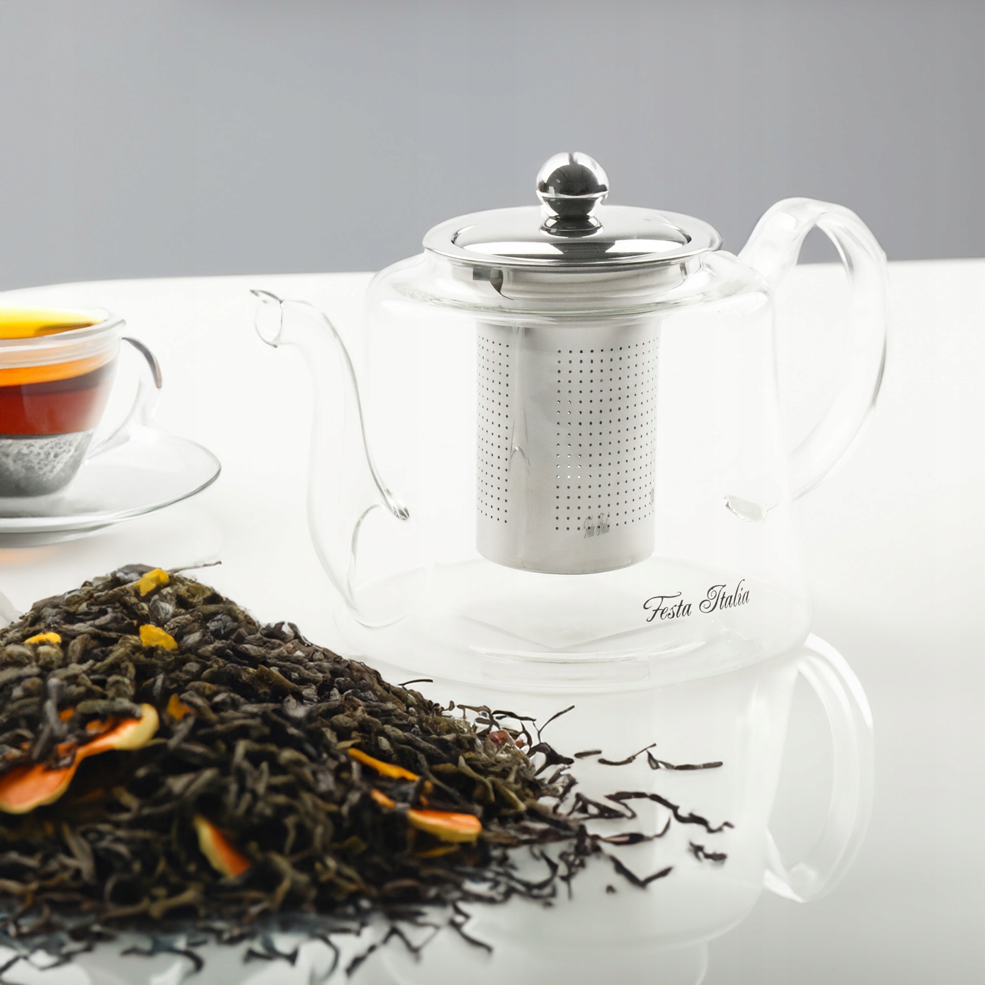 DZBANEK SZKLANY Z STALOWYM ZAPARZACZEM ZAPARZACZ DO HERBATY ZIÓŁ 1200 ML